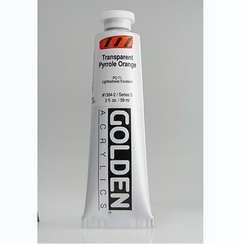 Golden, Heavy Body, Acrylic, Paint, 2oz, Transparent Pyrrole Orange